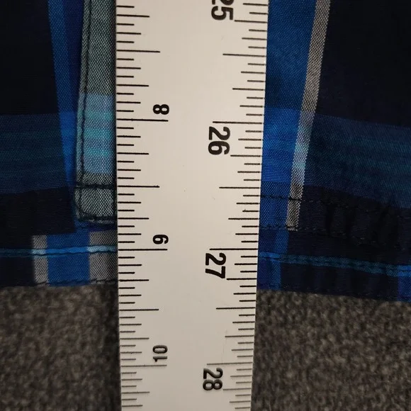 Prana Mens Plaid Short Sleeve Button Up Shirt Blue Gray White Size LRG - Picture 4 of 9